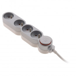 Bloc Home 4 Prises 16a 2p+t Avec Interrupteur Et Fiche Extraplate - Silver - Câble Ho5vv-f 3g1 1,5m