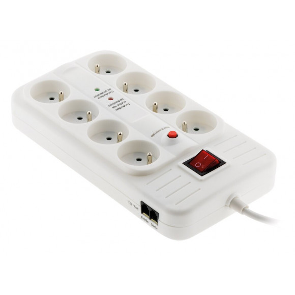Parafoudre 8 Prises Avec Interrupteur Security Pro Tv F/f 9,52mm + Tel Rj11