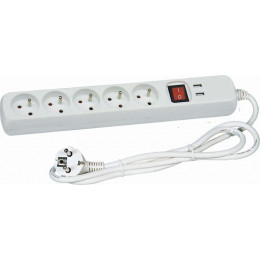 Bloc Multiprise Avec Interrupteur 5 Prises 2p+t Et 2 Prises Usb 5v Dc - Cordon H05vv-f 3g1mm² - 1,4m