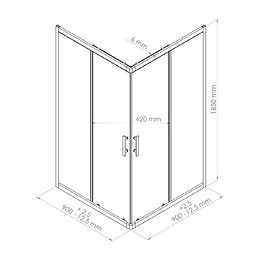 Façade Ekla - Façades D'angle 90x185x0,6cm - Verre Trempé - Finitions Chromé