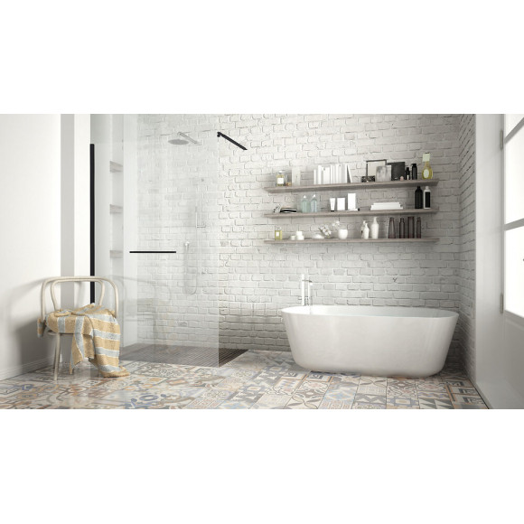 Paroi Indus - Paroi 140x200x0,8cm - Verre Trempé - Tablette - Finitions Noir Mat