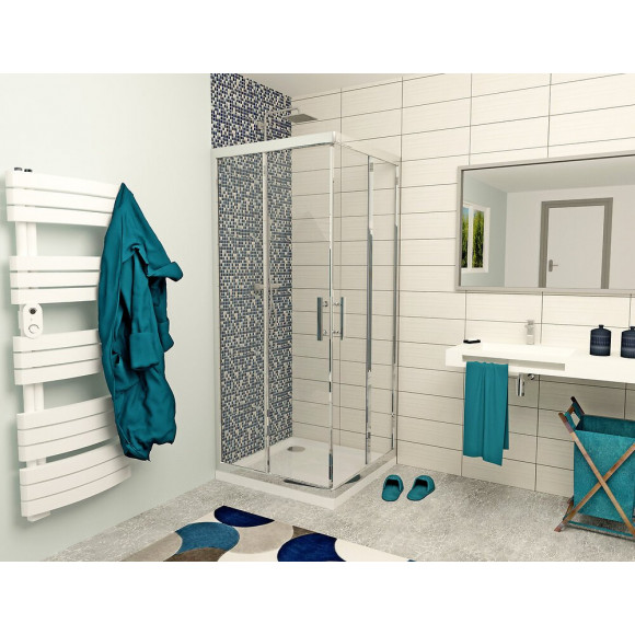 Façade Ekla - Façades D'angle 90x185x0,6cm - Verre Trempé - Finitions Chromé