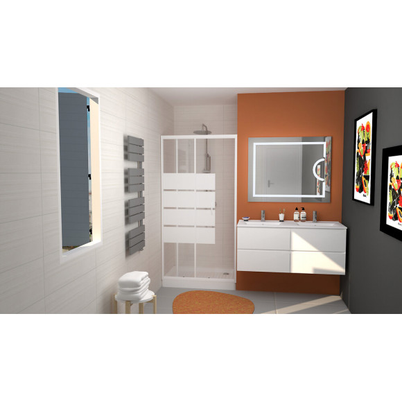 Façade Shiva - Façade Coulissante 100x190cm - Verre Trempé - Finitions Blanc