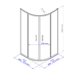 Façade Ekla - Façade Piv. 1/4 C 80x185x0,6cm - Verre Trempé - Finitions Chromé