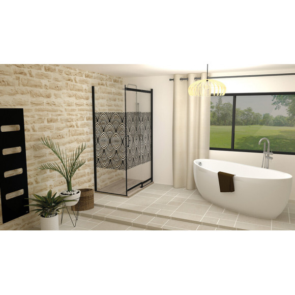 Façade Uimi - Retour Fixe 90cm - Verre Trempé - Finitions Noir Mat