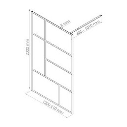 Paroi Fabrilia - Paroi 120x200x0,8cm - Verre Trempé - Finitions Noir Mat
