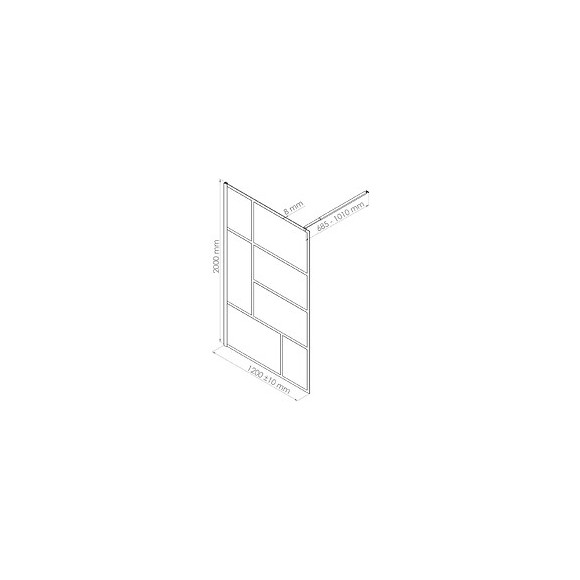 Paroi Fabrilia - Paroi 120x200x0,8cm - Verre Trempé - Finitions Noir Mat