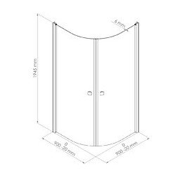 Façade Frisco - Façade Piv. 1/4 C 90x194,5cm - Verre Trempé T - Finitions Chromé