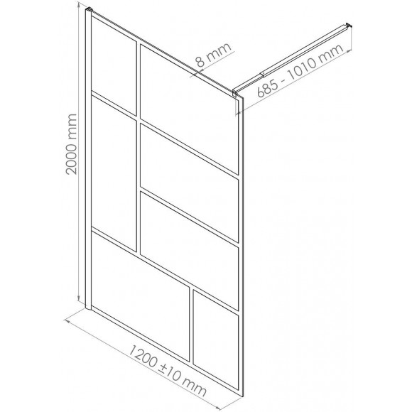 Paroi Fabrilia - Paroi 120x200x0,8cm - Verre Trempé - Finitions Noir Mat