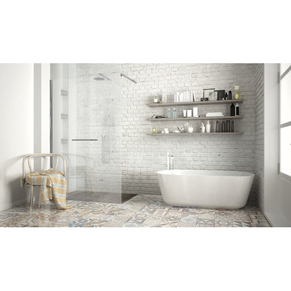 Paroi Indus - Paroi 120x200x0,8cm - Verre Trempé - Tablette - Finitions Chromé