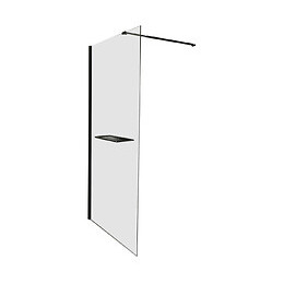 Paroi Indus - Paroi 90x200x0,8cm - Verre Trempé - Tablette - Finitions Noir Mat