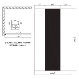 Paroi Italienne - Paroi 120x200x0,8cm - Verre Trempé - Sérigraphie Miroir