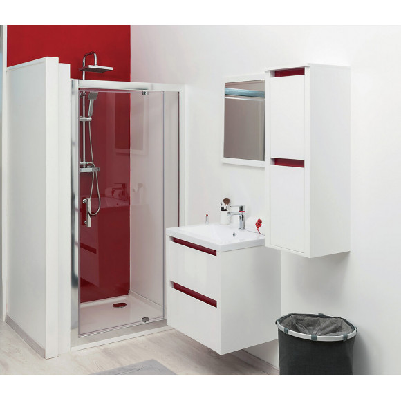 Façade Ekla - Façade Pivotante 90x185x0,6cm - Verre Trempé - Finitions Chromé