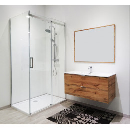 Façade Simi - Façade Coulissante 140x210x0,8cm - Verre Trempé - Finitions Chromé