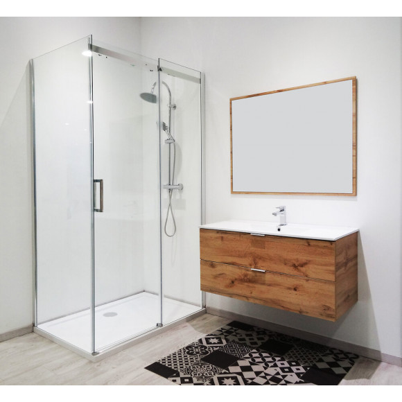 Façade Simi - Façade Coulissante 140x210x0,8cm - Verre Trempé - Finitions Chromé