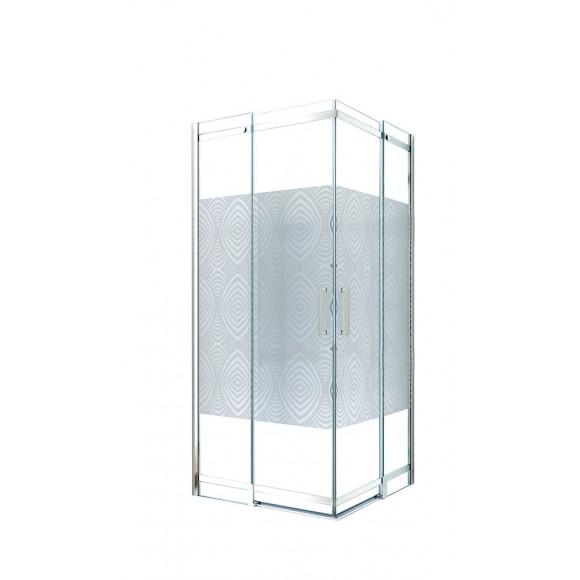 Façade Uimi - Façade Coulissante Angle 90x90cm - Verre Trempé - Finitions Chromé