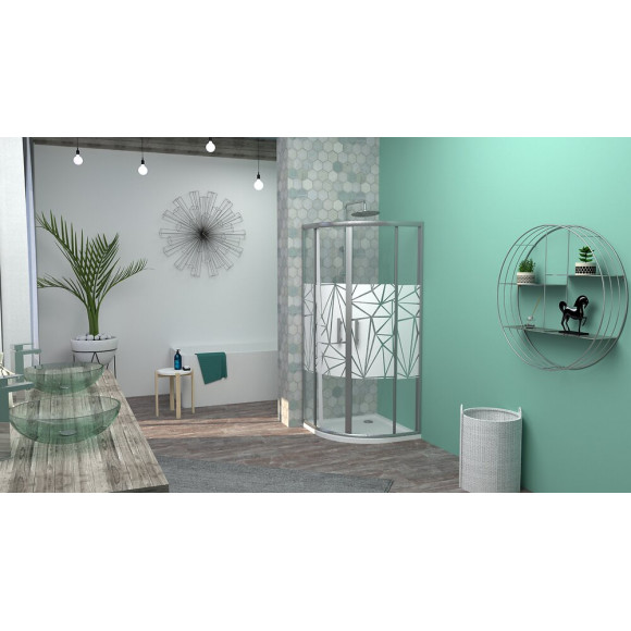 Façade Ekla - Façade Piv. 1/4 C 80x185x0,6cm - Verre Trempé Finition Sérigraphié