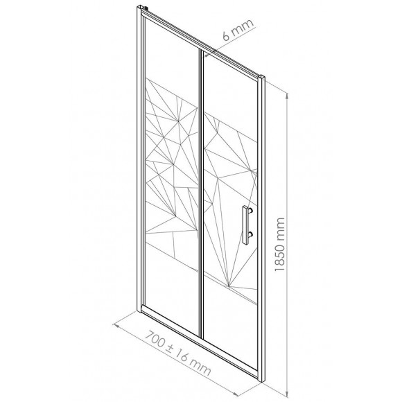 Façade Ekla - Façade Pliante 70x185x0,6cm - Verre Trempé - Finitions Sérigraphié