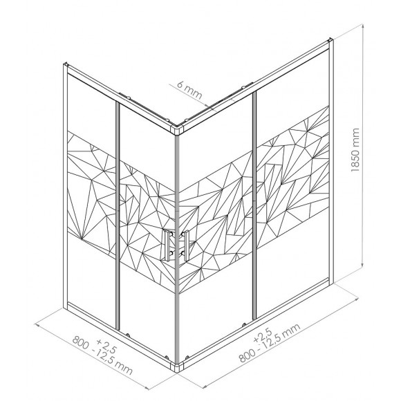 Façade Ekla - Façades D'angle 120x185x0,6cm - Verre Trempé Finition Sérigraphié