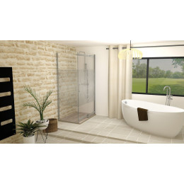 Façade Uimi - Retour Fixe 80cm - Verre Trempé - Finitions Chromé