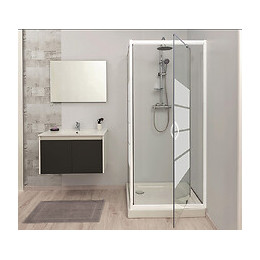 Façade Shiva - Façade Pivotante 90x190x0,5cm - Verre Trempé - Finitions Blanc