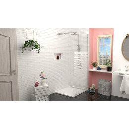 Paroi Cariba - 1 Volet 100x210x0,6cm - Verre Trempé Sérigraphié Finition Chromé