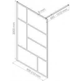 Paroi Fabrilia - Paroi 90x200x0,8cm - Verre Trempé - Finitions Noir Mat