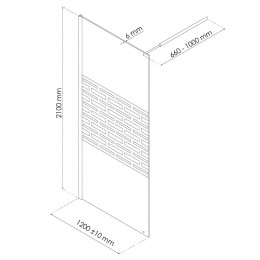 Paroi Cariba - 1 Volet 120x210x0,6cm - Verre Trempé Sérigraphié Finition Chromé