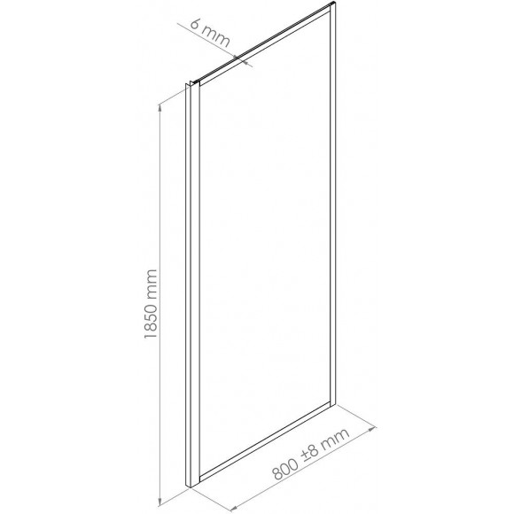 Façade Ekla - Retour Fixe 80x185x0,6cm - Verre Trempé - Finitions Chromé