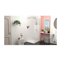 Paroi Cariba - 1 Volet 100x210x0,6cm - Verre Trempé Sérigraphié Finition Chromé