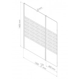 Pare Baignoire Cariba - 120x140x0,5cm - Verre Trempé Sérigraphié Finition Chromé