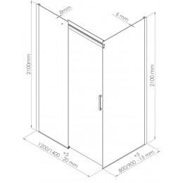 Façade Simi - Retour Fixe 90x210x0,8cm - Verre Trempé - Finitions Chromé