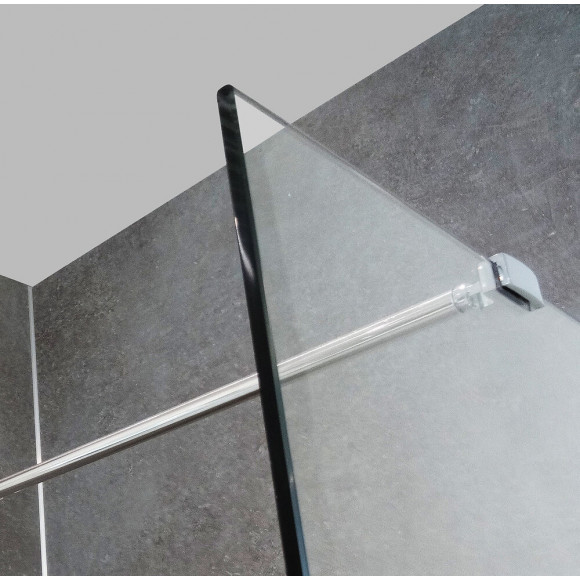 Paroi Indus - Paroi 90x200x0,8cm - Verre Trempé - Tablette - Finitions Chromé