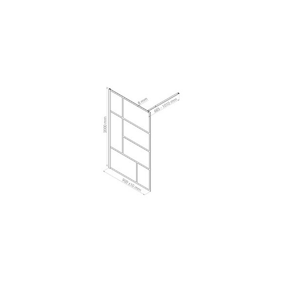 Paroi Fabrilia - Paroi 90x200x0,8cm - Verre Trempé - Finitions Noir Mat