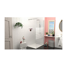 Paroi Cariba - 1 Volet 120x210x0,6cm - Verre Trempé Sérigraphié Finition Chromé