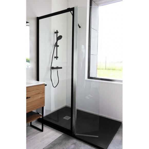 Déflecteur 40cm - A Fixer Sur Parois 8mm - Verre Trempé - Transparent - Chromé