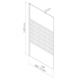 Pare Baignoire Cariba - 80x140x0,5cm - Verre Trempé Sérigraphié Finition Chromé