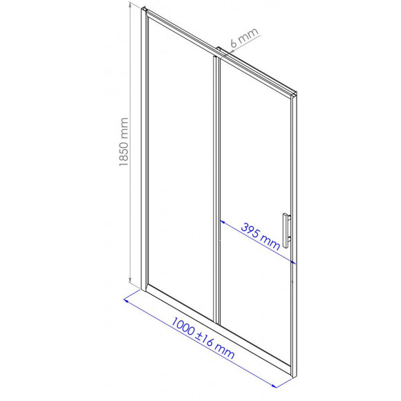 Façade Ekla - Façade Coulissante 100x185x0,6cm - Verre Trempé - Finitions Chromé