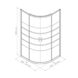 Façade Shiva - Façade Coul. 1/4 C 90x190x0,5cm - Verre Trempé - Finitions Chromé