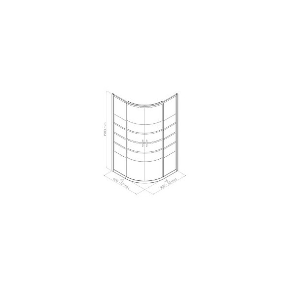 Façade Shiva - Façade Coul. 1/4 C 90x190x0,5cm - Verre Trempé - Finitions Chromé