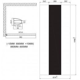 Paroi Italienne - Paroi 90x200x0,8cm - Verre Trempé - Sérigraphie Miroir