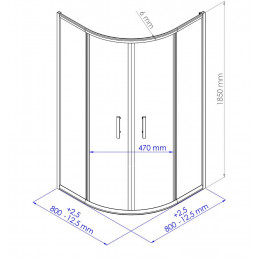 Façade Ekla - Façade Piv. 1/4 C 90x185x0,6cm - Verre Trempé - Finitions Chromé