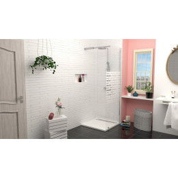 Paroi Cariba - 1 Volet 80x210x0,6cm - Verre Trempé Sérigraphié Finition Chromé