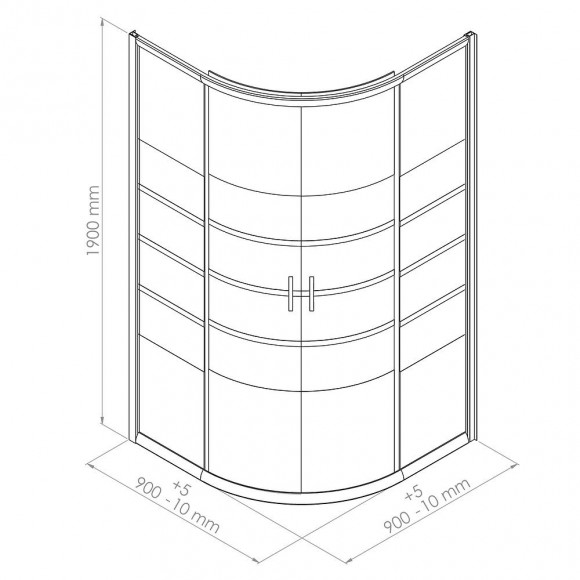 Façade Shiva - Façade Coul. 1/4 C 90x190x0,5cm - Verre Trempé - Finitions Chromé