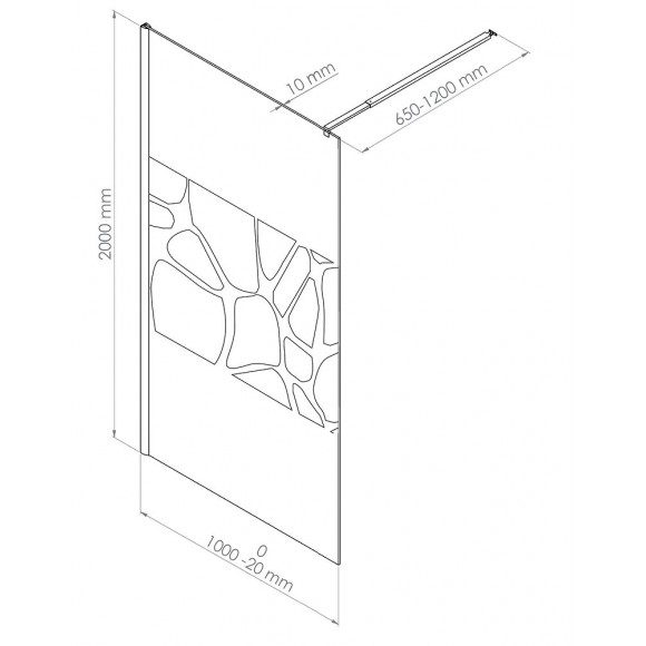 Paroi Alea - Sérigraphie Miroir - 100x200x1cm - Verre Trempé - Transparent