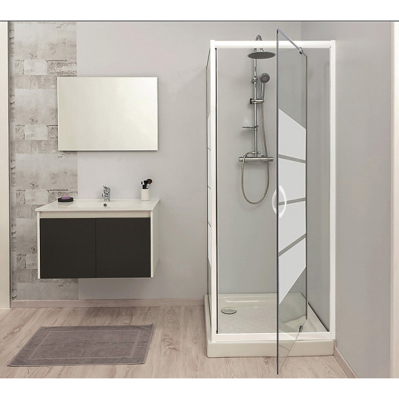 Façade Shiva - Façade Pivotante 80x190x0,5cm - Verre Trempé - Finitions Blanc