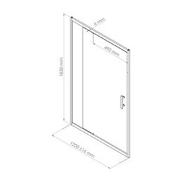 Façade Ekla - Façade Pivotante 100x185x0,6cm - Verre Trempé - Finitions Chromé