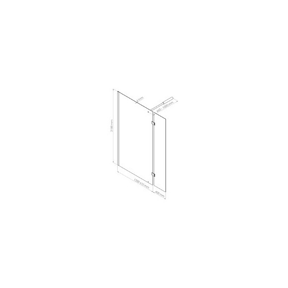 Paroi Cariba - Paroi 120x210x0,6cm - Verre Trempé - 2 Volets - Finitions Chromé