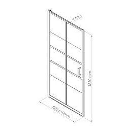 Façade Missi - Façade Pliante 80x185x0,4cm - Verre Trempé - Finitions Chromé