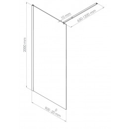 Paroi Alea - 90x200x1cm - Verre Trempé - Transparent